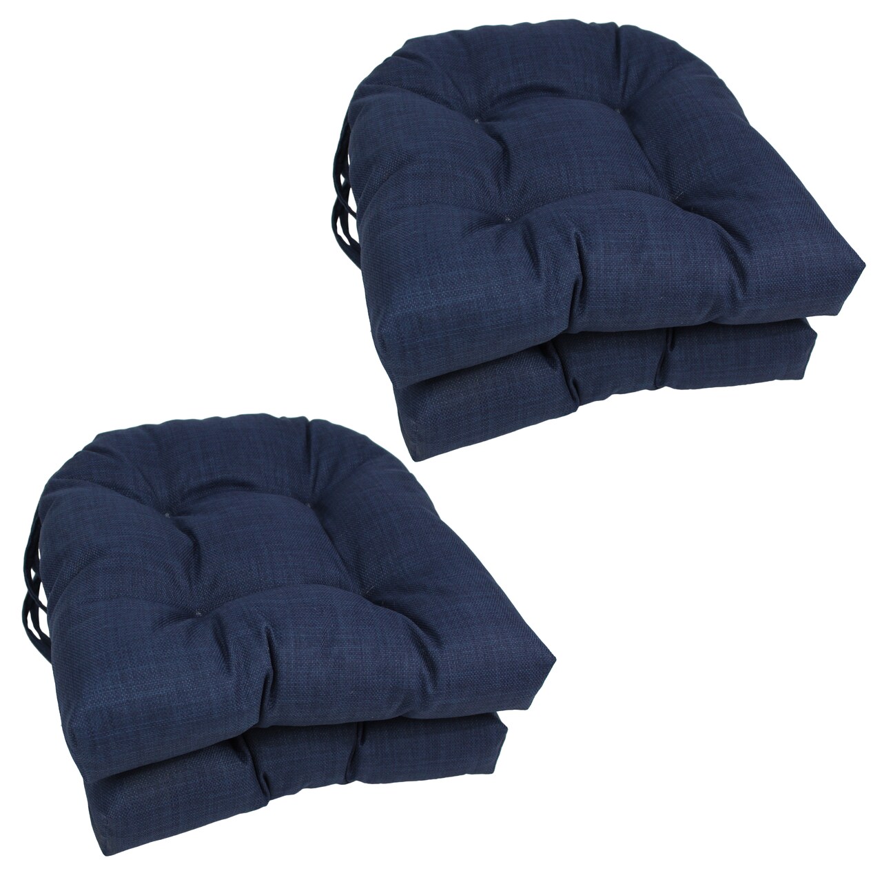 16-inch Outdoor Spun Polyester U-shaped Tufted Chair Cushions (Set of 4) - Azul